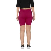 4 - N Gal Cotton Lycra Women's Thigh Length Cycling Yoga Workout Casual Shorts,  DarkRani  Large 
