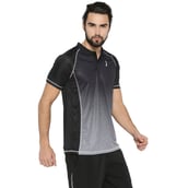 3 - Campus Sutra Ombre Men Polo Neck T Shirt,  Black & White  Medium 