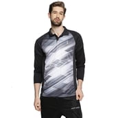 Campus Sutra Graphic Print Men Polo Neck T Shirt,  Black & White  Small 