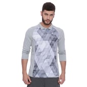 1 - Campus Sutra Graphic Print Men Polo Neck T Shirt, Grey Medium
