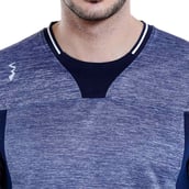 3 - Campus Sutra Self Design Men Round or Crew T Shirt,  Blue  Small 