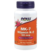 Now MK-7 Vitamin K-2 (100mcg),  Unflavoured  120 veggie capsule(s) 