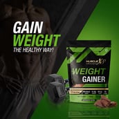 5 - MuscleXP Weight Gainer with Digestive Enzymes,  2.2 lb  Double Chocolate+Shaker 