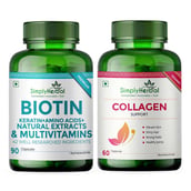 1 - Simply Herbal Biotin 90 Capsules & Collagen 60 Capsules Combo, 2 Piece(s)/Pack Unflavoured