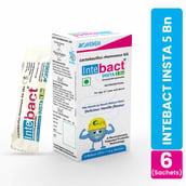 10 - Dr. Morepen Intebact Insta 5 Bn Probiotic,  6 sachets/pack  Delicious Vanilla 