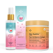 1 - Setu Skin: Youthful 30 Servings & Organic Rose Water 100g Combo, 2 Piece(s)/Pack Peach Mango