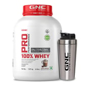 1 - GNC Pro Performance 100% Whey Protein, 4 lb Cafe Mocha with Steel Shaker 750ml Combo