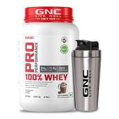 1 - GNC Pro Performance 100% Whey Protein & Steel Shaker Silver 750ml Combo,  2 lb  Cafe Mocha 