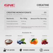 10 - GNC Pro Performance Pure Micronized Creatine Monohydrate,  Orange with Steel Shaker 750ml  0.55 lb 