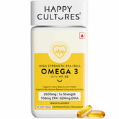 1 - Happy Cultures 5X Omega 3 Fish Oil 2600mg Lemon,  60 softgels 