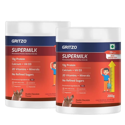 Supermilk Growth+ for 13+ Yrs Boy 400g Double Chocolate  (200g X 2)