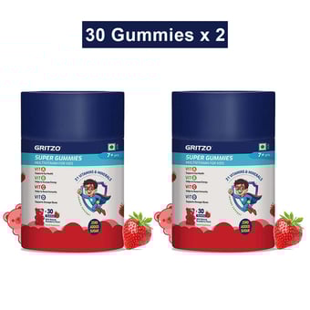Super Gummies Multivitamin for 7 to 12 Yr Kids Natural Strawberry - 60 Gummies