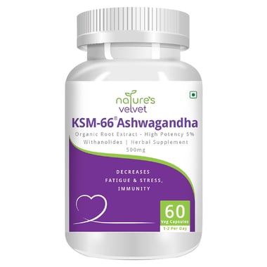 Natures Velvet KSM 66 Ashwagandha, 60 capsules