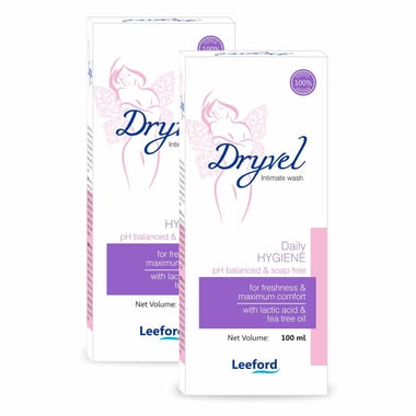 Leeford Dryvel Intimate Wash,  100 ml  PH Balanced & Soap Free (Pack of 2) 