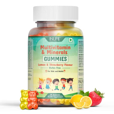 INLIFE Multivitamin and Minerals,  30 gummies  Lemon & Strawberry 