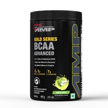 GNC AMP Gold Series BCAA Advanced, 0.88 lb 30 Servings Green Apple