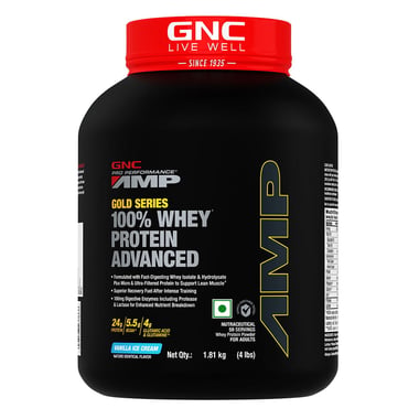 GNC Amp Gold Series 100% Whey Protein Advanced, 4 lb Vanila Ice Cream