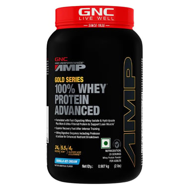 GNC Amp Gold Series 100% Whey Protein Advanced, 2 lb Vanila Ice Cream