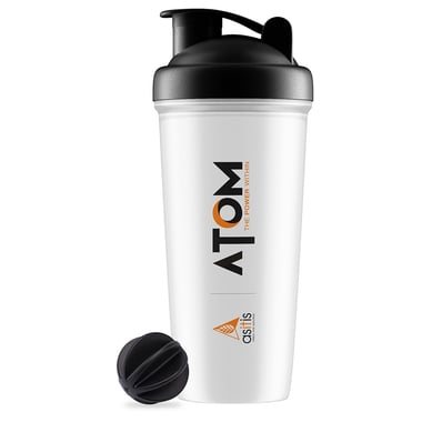 AS-IT-IS Nutrition ATOM Shaker Bottle with Mixer Ball, White 800 ml