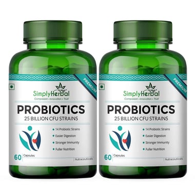 Simply Herbal Probiotics, 60 capsules Unflavoured (Pack of 2)