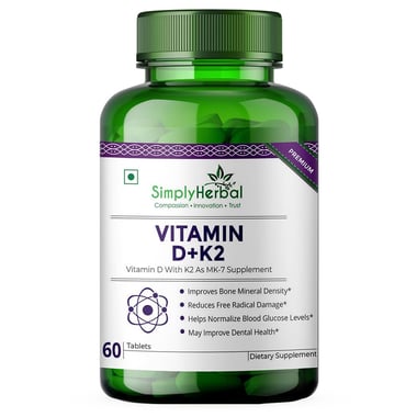 Simply Herbal Vitamin D+K2, 60 tablet(s) Unflavoured