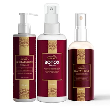 Simply Herbal Glutathione Face Wash 100ml & Cream 50g with BOTOX Cream 100g Combo, 3 Piece(s)/Pack for All Skin Types