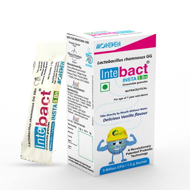 Dr. Morepen Intebact Insta 5 Bn Probiotic, 6 sachets/pack Delicious Vanilla