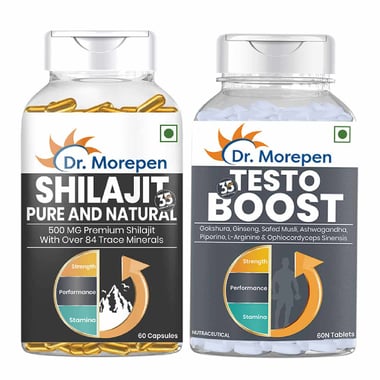 Dr. Morepen Shilajit 60 Capsules & Testo Boost 60 Tablets Combo,  2 Piece(s)/Pack 