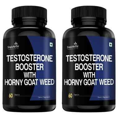 Simply Herbal Testosterone Booster with Horny Goat Weed, 60 capsules Unflavoured (Pack of 2)