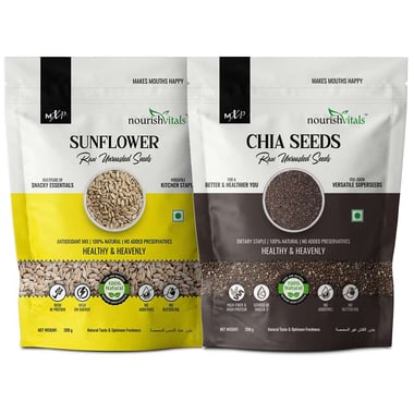 NourishVitals Healthy Munching Combo, Sunflower + Chia Raw Unroasted Seeds 2 Piece(s)/Pack