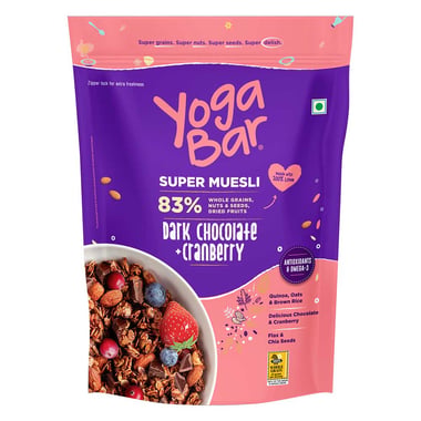 Yogabar Wholegrain Breakfast Muesli, 0.700 kg Dark Chocolate and Cranberry