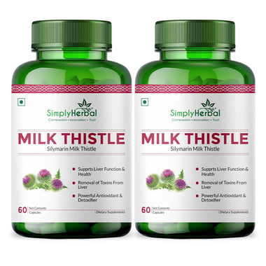 Simply Herbal Milk Thistle 500mg (Pack of 2),  60 capsules 