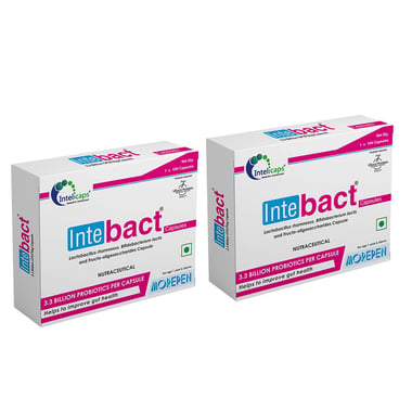 Dr. Morepen Intebact 3.3 BN Probiotics, 10 capsules Unflavoured (Pack of 2)