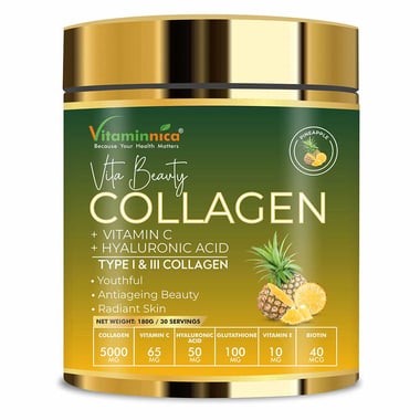 Vitaminnica Vita Beauty Collagen Powder, 180 g Pineapple (Type I & III Collagen)