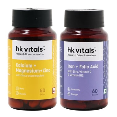 HealthKart HK Vitals Calcium & Iron Folic 60 Caps Combo