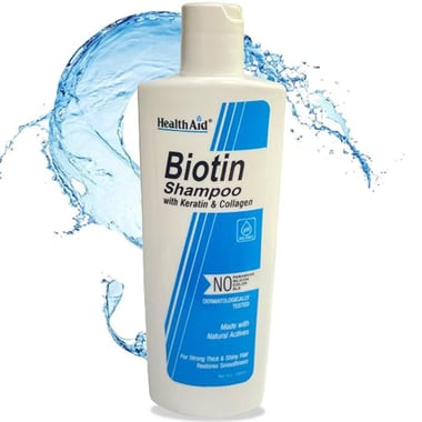 HealthAid Biotin Shampoo with Keratin & Collagen,  200 ml  for Strong Thick & Shiny Hair 