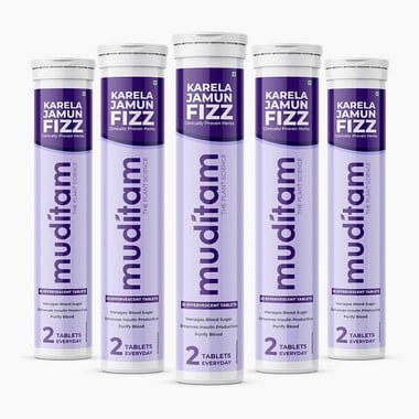Muditam Karela Jamun Fizz, Unflavoured (Pack of 5) 20 tablet(s)