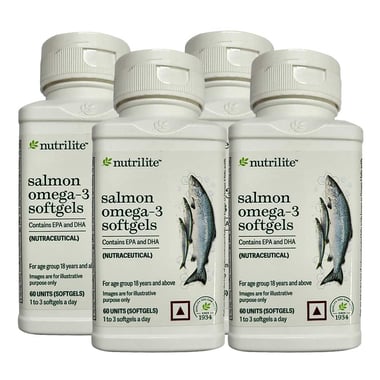 Amway Nutrilite Salmon Omega-3 Pack of 4,  60 softgels 