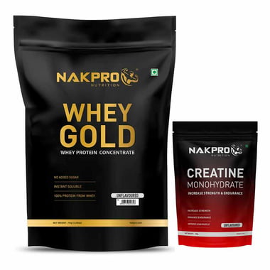 Nakpro Whey Gold Protein Concentrate, 2.2 lb Unflavoured with Creatine Monohydrate 0.22 lb Unflavoured