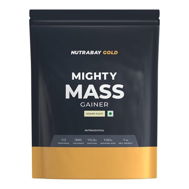 Nutrabay Gold Mighty Mass Gainer, 2.2 lb Kesar Kulfi