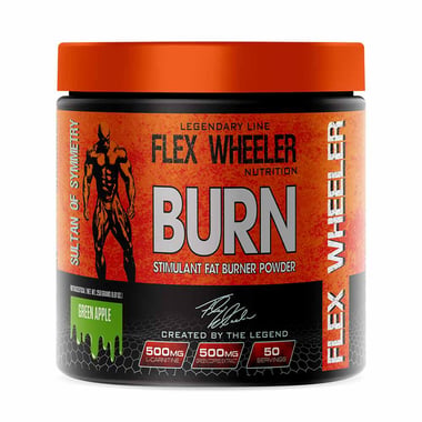 Flex Wheeler Nutrition Burn Stimulant Fat Burner Powder,  0.55 lb  Green Apple 
