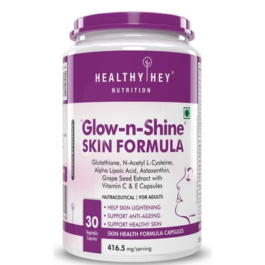 HealthyHey Nutrition Glow-n-Shine Skin Formula,  Unflavoured  30 veggie capsule(s) 