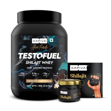 Kapiva Testofuel Shilajit Whey 2.2lb & Shilait Gold Resin 20g Combo,  2 Piece(s)/Pack  Cookies and Cream 