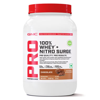 GNC Pro Performance 100% Whey + Nitro Surge, 2 lb Chocolate