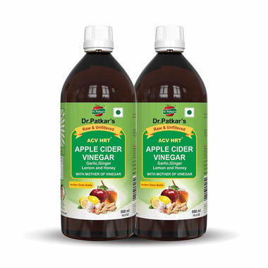 Dr. Patkar's Apple Cider Vinegar Pack of 2, 0.5 L Garlic, Ginger, Lemon and Honey