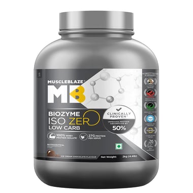 MuscleBlaze Biozyme Iso-Zero, 4.4 lb Low Carb Ice Cream Chocolate