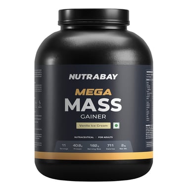 Nutrabay Gold Mega Mass Gainer, 4.4 lb Vanilla Ice Cream