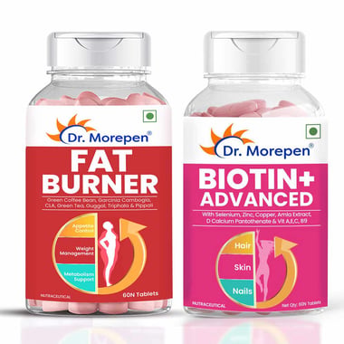 Dr. Morepen Biotin+ Advanced & Fat Burner Combo, 60 tablet(s) Unflavoured