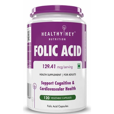 HealthyHey Nutrition Folic Acid, Unflavoured 120 veggie capsule(s)
