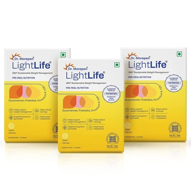 Dr. Morepen LightLife Pre-Meal Nutrition,  10 sachets/pack  Lemon (Pack of 3) 